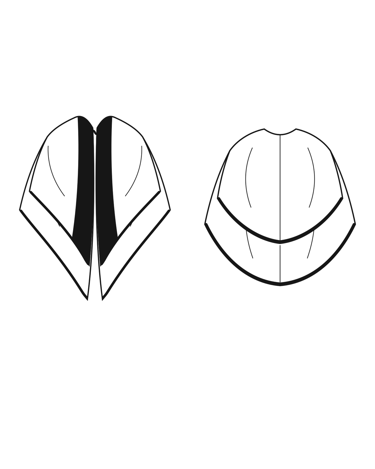 Double-Tier Bolero Cape — Line drawing