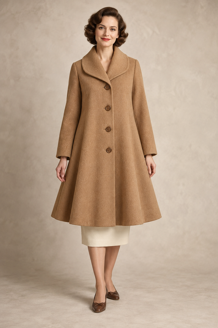 Front design preview of the vintage-inspired swing coat.