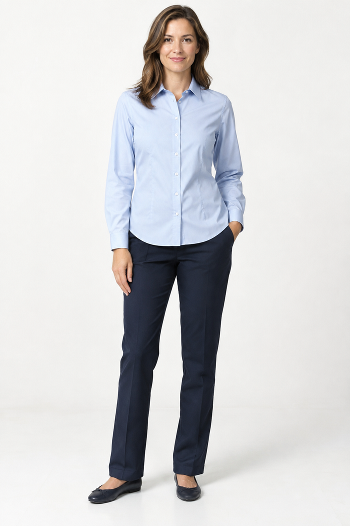 Front design preview of the women's classic button shirt.