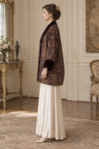 Side view of Sewlore SL004, showing the roomy 1910s-inspired evening coat silhouette and wide sleeve opening.