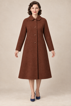 AI design preview: russet brown color of the same rounded-collar raglan back-belt coat