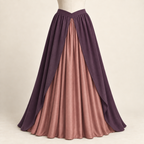 AI design preview: plum and antique-rose palette of the same two-layer basque maxi skirt