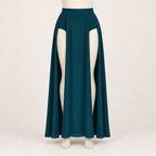 AI design preview: antique-teal front palette of the same double-slit skirt with opaque hip coverage