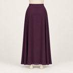AI design preview: closed rear of aubergine maxi skirt with level stretch waistband and ankle hem