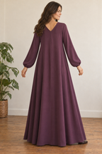 Rear design preview of the lounge gown showing a V neckline and loose tent body without a waist belt
