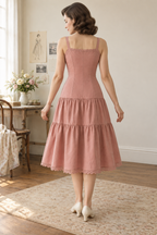 Rear design preview of the full slip with straight lace neckline, narrow straps and two gathered tiers