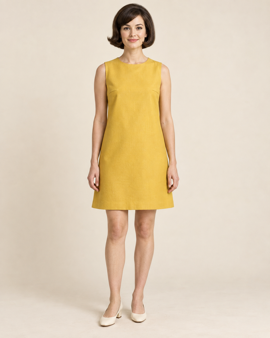 Front design preview of the 1960s-inspired shift dress.
