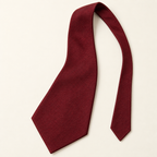 AI design preview: front face of an unknotted burgundy wide pointed kipper necktie with a narrow tail