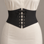 AI design illustration of belt View E with pointed front halves and crisscross front lacing