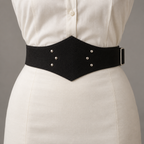 AI design illustration of belt View F with a studded diamond-shaped front and side buckle