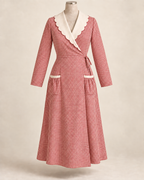 AI front preview of the same long-sleeve Hooverette cut in madder-red fine check