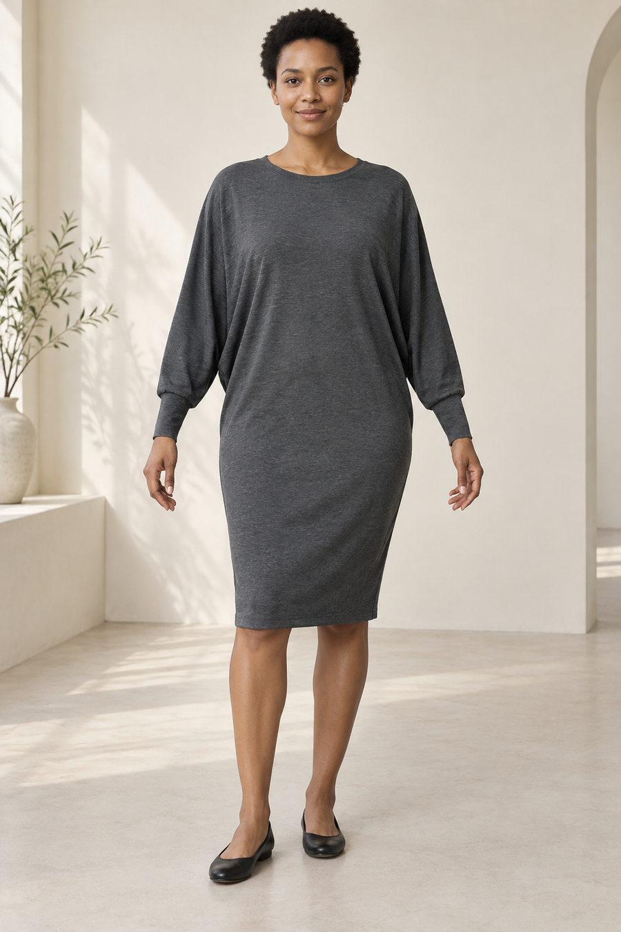 Batwing Knit Dress design preview, front view