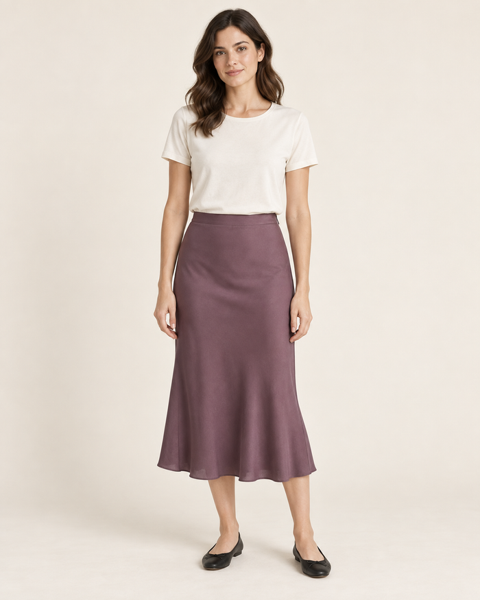 Front design preview of the bias-cut slip skirt.