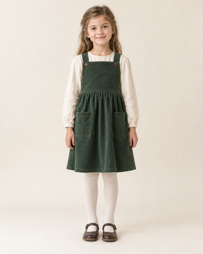 Front design preview of the children's vintage-inspired pinafore.