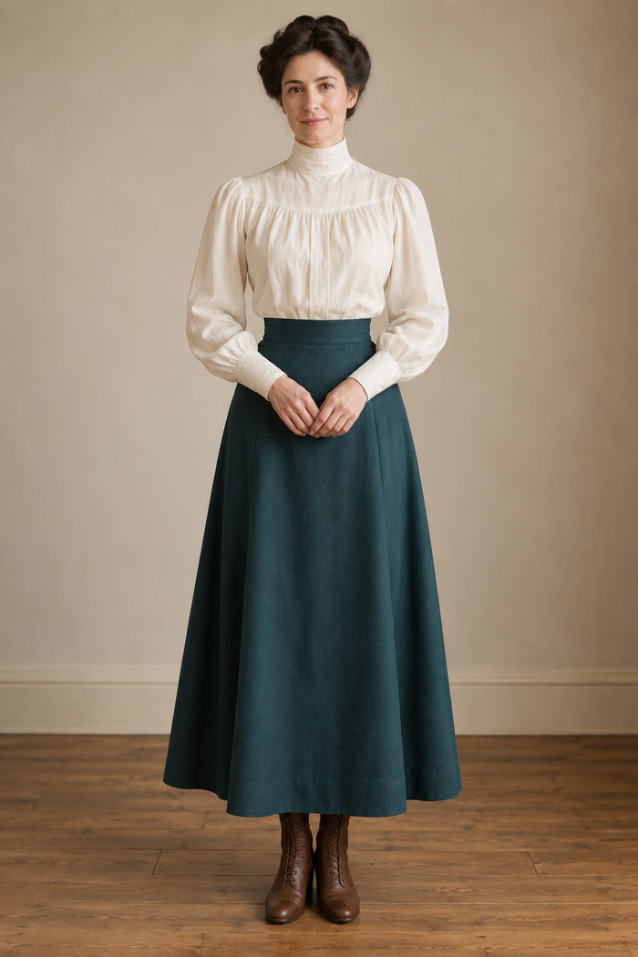 Edwardian-Inspired High-Neck Blouse design preview, front view