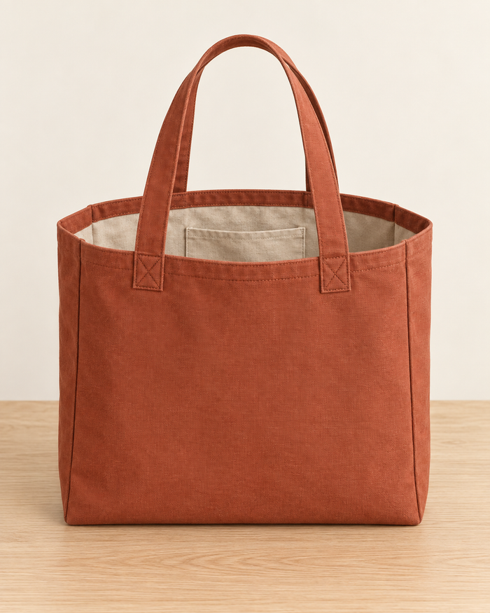 Front design preview of the lined gusseted tote bag.