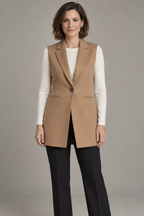 Front design preview of longline collared vest.