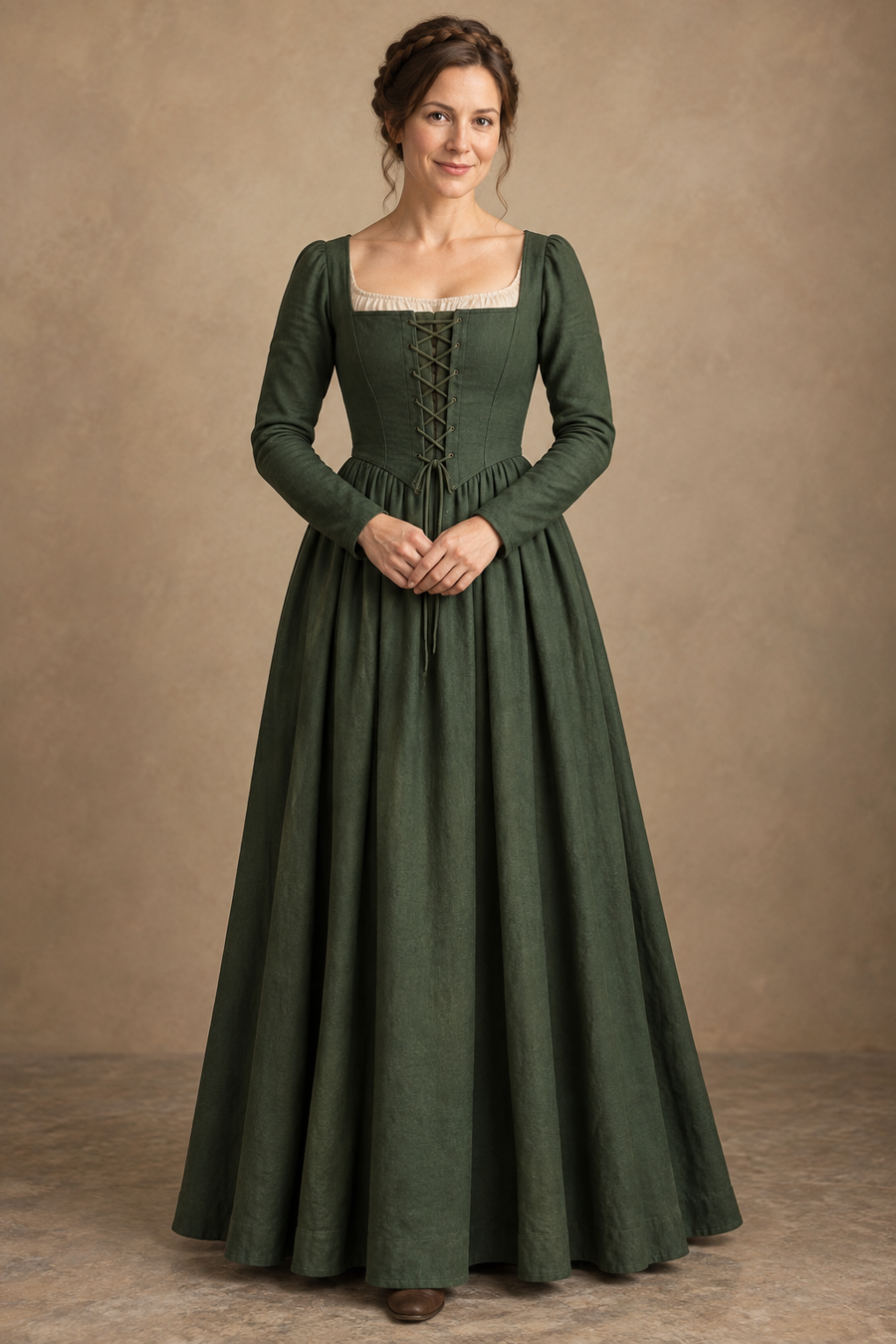 Renaissance-Inspired Laced Outer Gown design preview, front view
