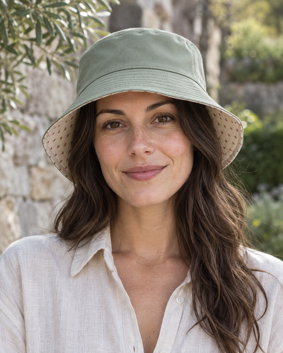 Front design preview of the reversible bucket hat.