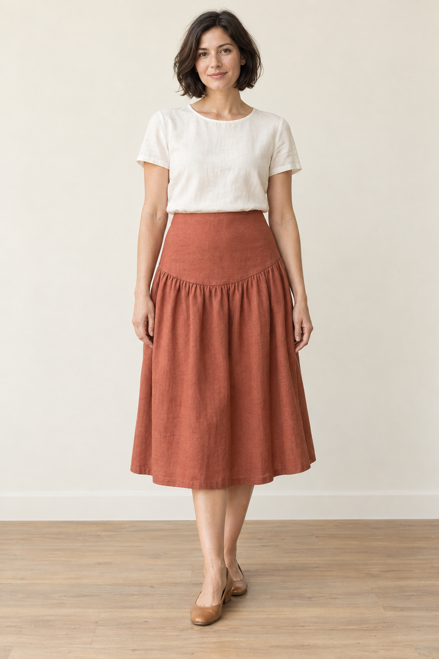 Shaped-Yoke Skirt design preview, front view