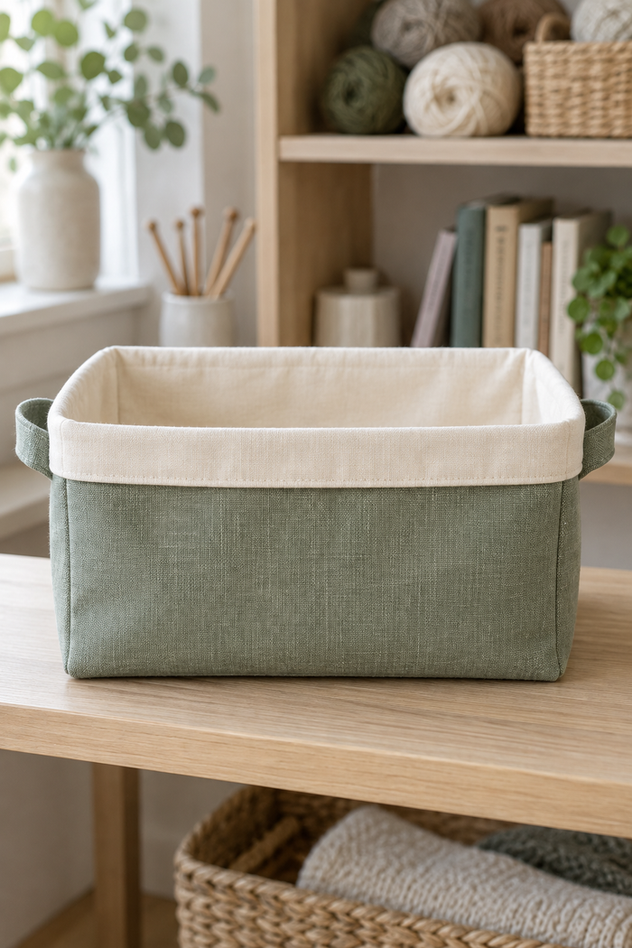 Front design preview of the structured fabric storage basket.