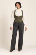 Front view of underbust vest design on a model