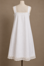 AI design preview: white chemise back with broad straps and square neckline