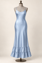 AI front preview of the powder-blue slip with two gathered ruffle tiers at the lower hem