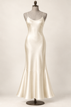 AI front preview of the antique-ivory slip with a single smooth flared lower flounce