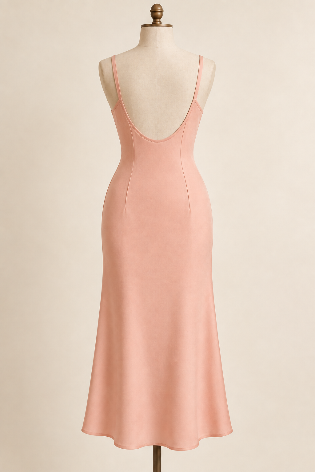 AI design preview: peach dart-fitted slip with a deep scoop back