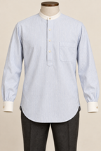 AI design preview: striped pullover shirt with band neckline and ivory cuffs
