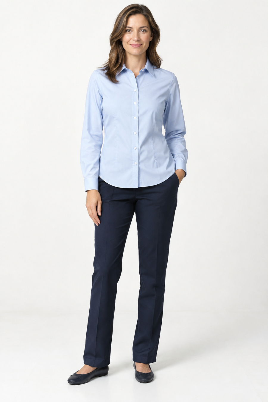 Front design preview of the women's classic button shirt.