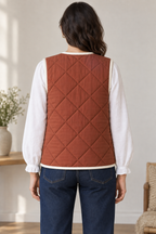 Back design preview of women's reversible quilted vest.
