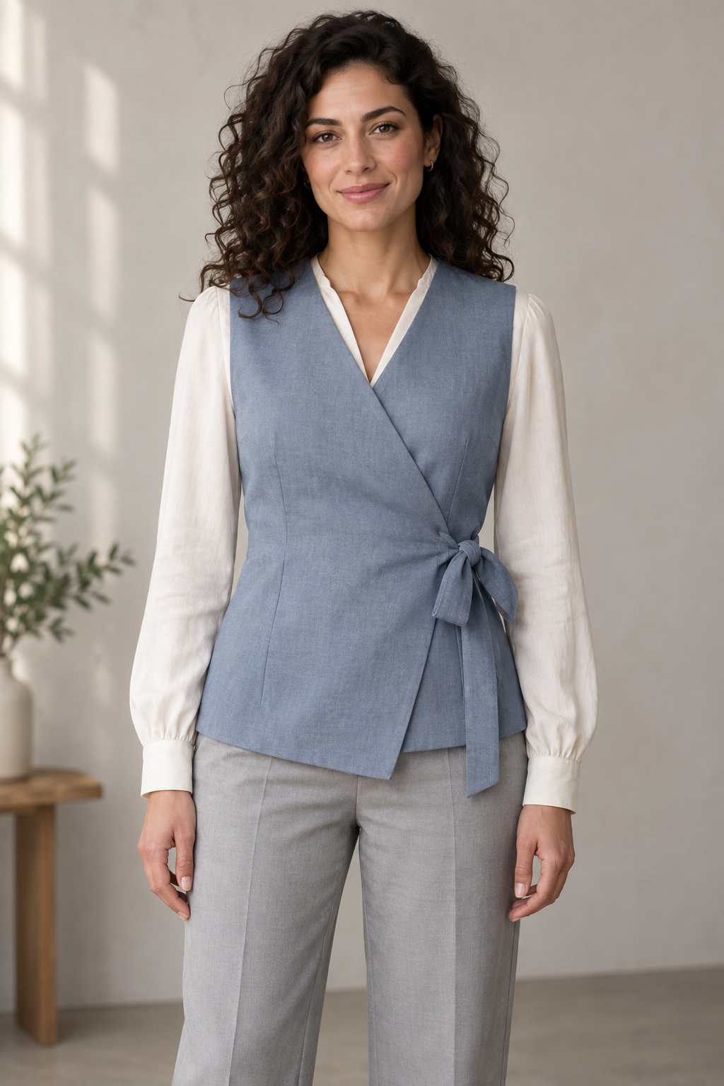 Front design preview of women's wrap vest.