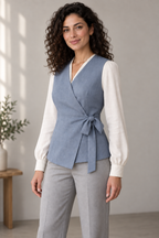 Three-quarter design preview of women's wrap vest.