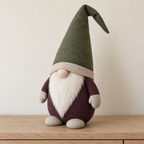 AI design preview: angled view of the same decorative fabric gnome showing its cone hat, beard and sewn limbs